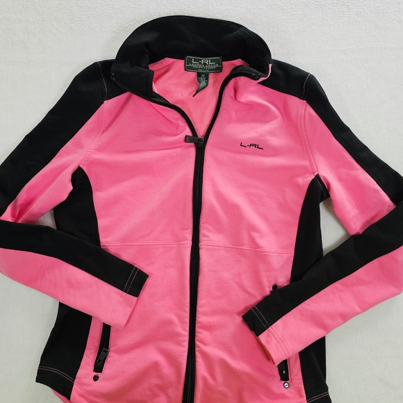 Lauren Active Ralph Lauren Jackets & Blazers - Lauren Active Ralph Lauren Pink Black Colorblock Full Zip Track Jacket Petite PS